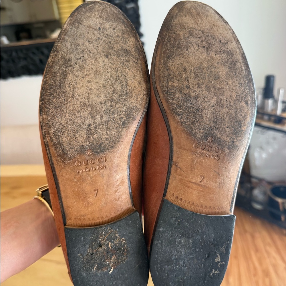Gucci Men's Cognac Leather Bit Slip-On Loafers - Picture 4 of 7